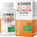 Bronson Vitamin K2 (MK7) with D3 Extra Strength Supplement Bone Health Non-Gmo F