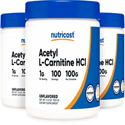 Nutricost Acetyl L-Carnitine (ALCAR) 100 GMS (3 Pack) - 100 Servings Each - 1000mg Per Serving - Pure Acetyl L-Carnitine Powder - Non-GMO, Gluten Free