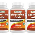 3 Pack Best Naturals Magnesium Oxide 500 mg 180 Tablets