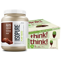 Isopure Plant Protein Bundle Plant Protein Powder, Chocolate- 20G Vegan Protein- (20 Servings) with Think! Plant Protein Bars, Chocolate Mint- 13G Vegan Protein- (10 Bars)