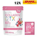 JOJI GLUTA COLLAGEN DTX  200,000 mg. Fiber Mixed Berry Young Skin 10 Sachets 12X
