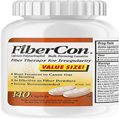 FiberCon Fiber Therapy for Regularity, 140 Caplets (Pack of 3)
