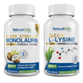Natural Cure Labs Bundle: Extra Strength Monolaurin 800mg + Clean L-Lysine 600mg
