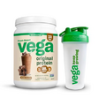 Vega Original Protein Powder + Shaker Cup Bundle, Creamy Chocolate Plant Based Protein Drink Mix with Protein Shaker Cup, 28oz