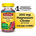 Nature Made High Absorption Magnesium Citrate 200mg Per Serving Gummies 64 Count