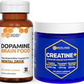 NATURAL STACKS Dopamine Brain Food & Creatine Monohydrate Bundle - Promotes Mentral Drive & Performance - 60ct Dopamine & 120ct Creatine