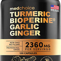 Turmeric Ginger Supplement: 2360mg (120 Ct) with Bioperine - Joint, Digestion &