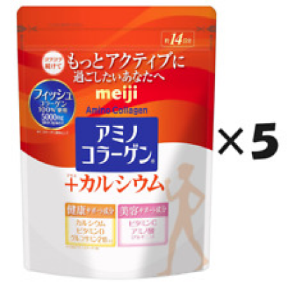 New10-Calcium Packs! Meiji Amino Collagen Calcium  powder, 14days(98g) x5