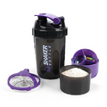 XTKS Shaker Bottle - Protein Shaker Cup with Storage Compartments - Leak-proof Workout Shake Bottles with Mixer for Smooth Mixing-500ML/16oz (PURPLE & BLACK)