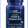 Life Extension BioActive Folate 400mcg & Vitamin B12 300mcg 90Caps methyl-folate
