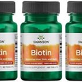 Three (3) Swanson Biotin 60 Tablets 10,000 mcg per tablet Time-release