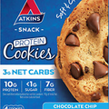 Atkins Chocolate Chip Protein Cookie Protein Dessert, Rich in Fiber, 4 Count
