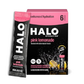 Halo Hydration - Electrolyte Drink Mix | Hydration Powder Packets | Pink Lemonade Flavor – for Sports and Cycling | Easy Open Single Serving Stick | 6 Sticks
