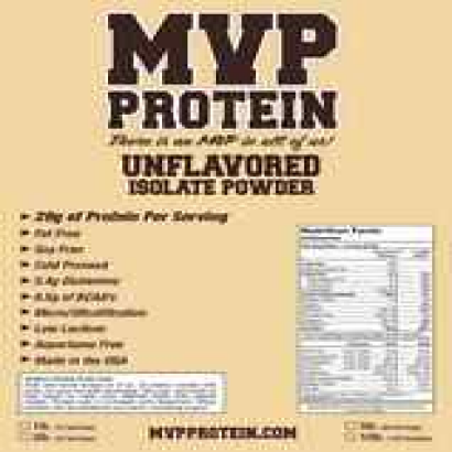 "MVP PROTEIN" "UNFLAVORED" WHEY ISOLATE PROTEIN POWDER- 5 Lbs. (69 SERVINGS)