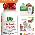 Vita Fruits and Veggies Capsules - 25 Superfood Ingredients - Boost Energy - 60