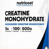 Nutricost Creatine Monohydrate Micronized Powder 500G 5000Mg Per Serv (5G) - Mi