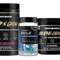 Non-Stimulant Muscle Building Stack: Pump-N-Grow Caffeine Free Pre-Workout, Project Bulk Mass Building Formula for Strength & Definition, Creatine Carnage Creatine HCL for Optimal Strength & Endurance