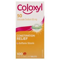 Coloxyl 50mg 100 Tablets Stool Softener Docusate ONLY. NO Stimulant Best Price