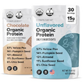 Complement Organic Chocolate & Unflavored Vegan Protein Powder (2x30 Servings) Low Carb, Low Calorie, Sugar Free, Soy Free, Non-GMO, Gluten Free, Non Dairy- Yellow Pea, Pumpkin Seed