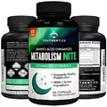 TRUTHENTICS Night Metabolism Booster for Men & Women - Night Time Fat Burner, Overnight Weight Loss Support - Muscle Recovery & Energy Amino Acids Supplement - 60 Capsules