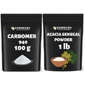 Essencea Carbomer 940 100g and Acacia Senegal Powder 1lb| Pure and Bulk Ingredients Combo Pack