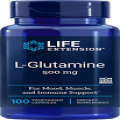 Life Extension L-Glutamine 500 mg for Mood Muscle Immune Support 100 VCaps