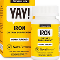 Novaferrum Yay Chewable Iron for Kids & Adults for Anemia 18Mg of Iron 90 Servin