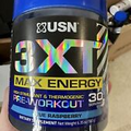 USN 3XT Max Energy Pre-Workout Supplement Blue Raspberry  Pump Caffeine Pre Burn