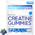Bear Balanced Creatine Gummies for Men & Women - Creatine Monohydrate, L-Theanine, L-Tyrosine & B12 for Muscle Growth, Strength, and Focus - Low Calorie, Sugar-Free, Vegan & Gluten-Free, 2 Pack
