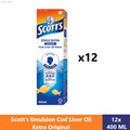 12 x 400ML Scott's Emulsion Cod Liver Oil Extra Original Flavour Immune Support