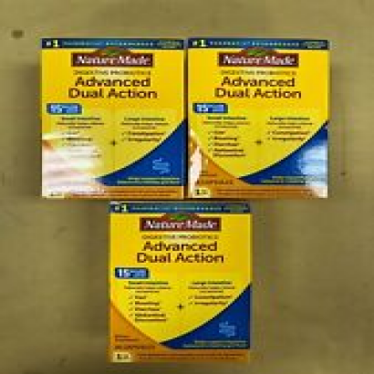 3 New Nature Made Digestive Probiotics Advanced Dual Action - 30 Capsules Each