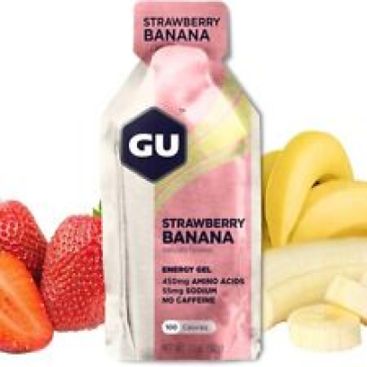 GU Energy Original Sports Nutrition Energy Gel, 4-Count, Strawberry-Banana NEW