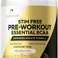 Carlyle Stim Free Pre Workout Powder | BCAA Amino Acids | 7g BCAA | Fruit Punch Flavor | Non-GMO and Gluten Free Supplement
