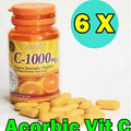 X6 ACORBIC Vitamin C 1000mg Antioxidant Immune Health Bones Strength Vegetarian