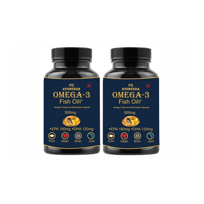 FIJ AYURVEDA Omega 3 Fish Oil (180 mg EPA & 120 mg DHA) for Heart -  (Pack of 2)