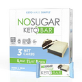 No Sugar Keto Bar Snack, Cookie and Cream, 12 x 1.41oz Bars - Low Carb No Sugar Keto Snack Food with Keto Friendly Macros, 3g Net Carb, 9g Plant Based Protein, 13g Healthy Fat, Sugar Free (0g)