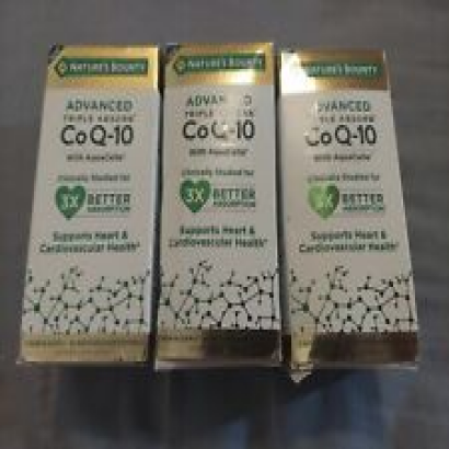 Lot Of 3 Nature's Bounty Advanced Triple Absorb CoQ-10 Heart Health 90ct 08/2023