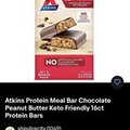 Atkins Protein Meal Bar Chocolate Peanut Butter Keto Friendly 16ct Protein Bars