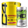 C4 Ripped & SuperHD, The Thermogenic Bundle, C4 Ripped Pre Workout Powder, Fruit Punch 30 Servings + SuperHD with Capsimax and Green Tea Extract, 60 Servings