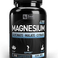 Premium Chelated Magnesium Glycinate, Malate, Citrate (400Mg | 180 Capsules | 3