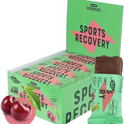 Planet Superfood Sport Recovery Protein Bar with Cherries - Keto Chocolate Bar for Post Workout Recovery - Vegan Protein Snacks to Help Rebuild Muscle - Zero-Sugar Added Low Carb Snacks - 12 Pack