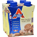 Atkins Ready To Drink Shake, Milk Chocolate Delight, 4 Count (Pack of 6)
