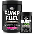 PMD Sports Ultra Pump Fuel Insanity - Pre Workout – Pink Lemonade (30 Servings) Sports Omega Cuts Elite Thermogenic Fat Burner (90 Softgels)