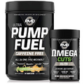 PMD Sports Ultra Pump Fuel Caffeine Free - Pre Workout – Rainbow Sherbet (30 Servings) Sports Omega Cuts Elite Thermogenic Fat Burner (90 Softgels)
