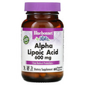 Bluebonnet Nutrition Alpha Lipoic Acid 600 mg 60 Veggie Caps Egg-Free, Fish