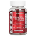 Cranberry + Probiotic Gummies, Natural Cranberry, 25,000 mg, 60 Gummies (12,500