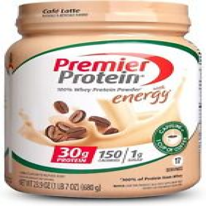 Premier 100% Whey Protein Powder with Energy, Cafe Latte, Gluten Free, 23.9oz