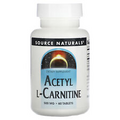 Source Naturals Acetyl L-Carnitine 500 mg 60 Tablets Dairy-Free, Egg-Free,
