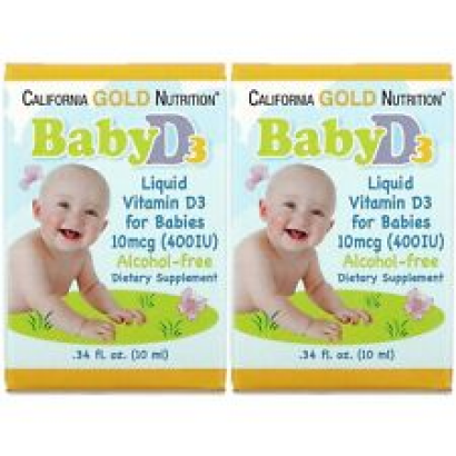 California Gold Nutrition, (2 Pack) Baby Vitamin D3 Drops, 400 IU. 34 fl oz (10