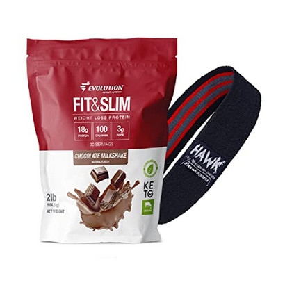 Evolution Advance Nutrition Fit & Slim Blend, 2 Pounds + Resistance Loop Bands for Home Exercise – Grass Fed Whey Protein Powder, Easy Digesting, Keto Approved, Non GMO, Stevia Sweetened (Chocolate)